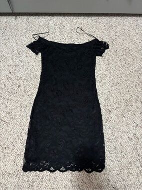 Black Lace Off-Shoulder Mini Dress